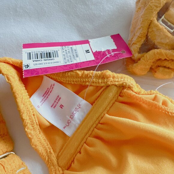 Xhilaration NWT marigold yellow tie Front Bandeau Bikini Top women's swimsuit - Picture 9 of 9